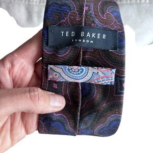 Ted Baker London Tie Floral Paisley Purple Blue Men’s Silk Tie